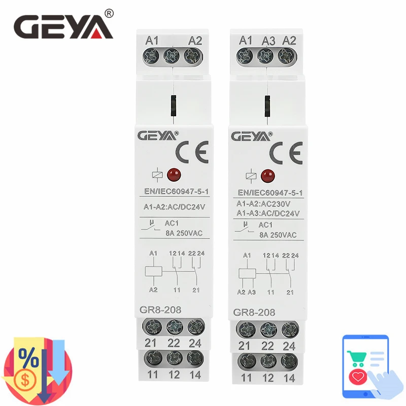 Shelly Relay Module - GEYA GR8-208 relais auxiliaire commutateur intermédiaire